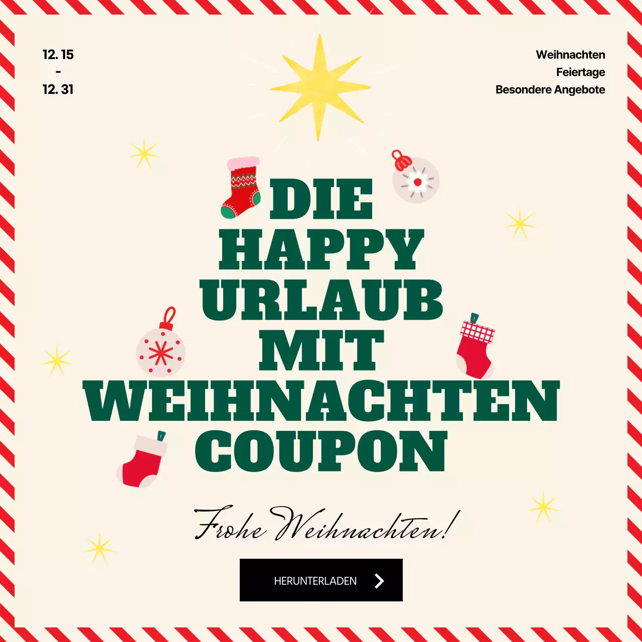 Feriengutscheinaktion mit grünem Weihnachtsbaum