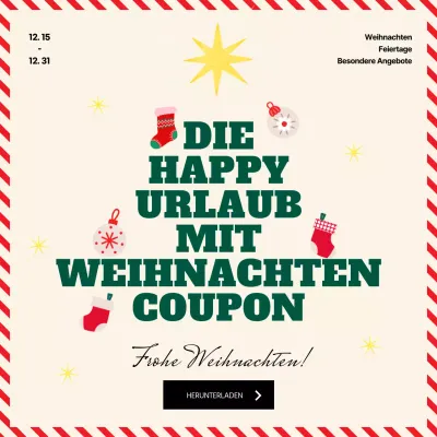 Feriengutscheinaktion mit grünem Weihnachtsbaum