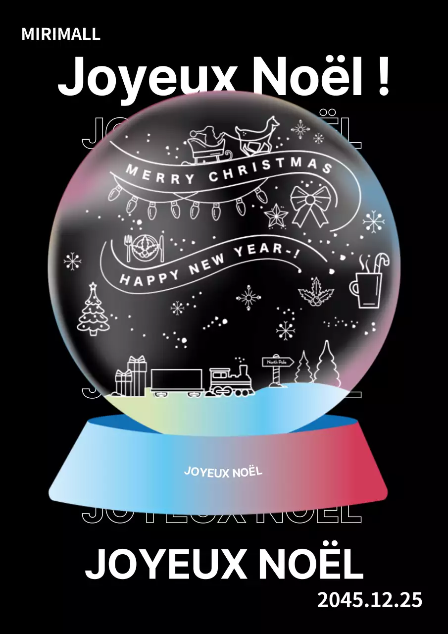 Noir Tendance Boule de neige Artwork Christmas Poster