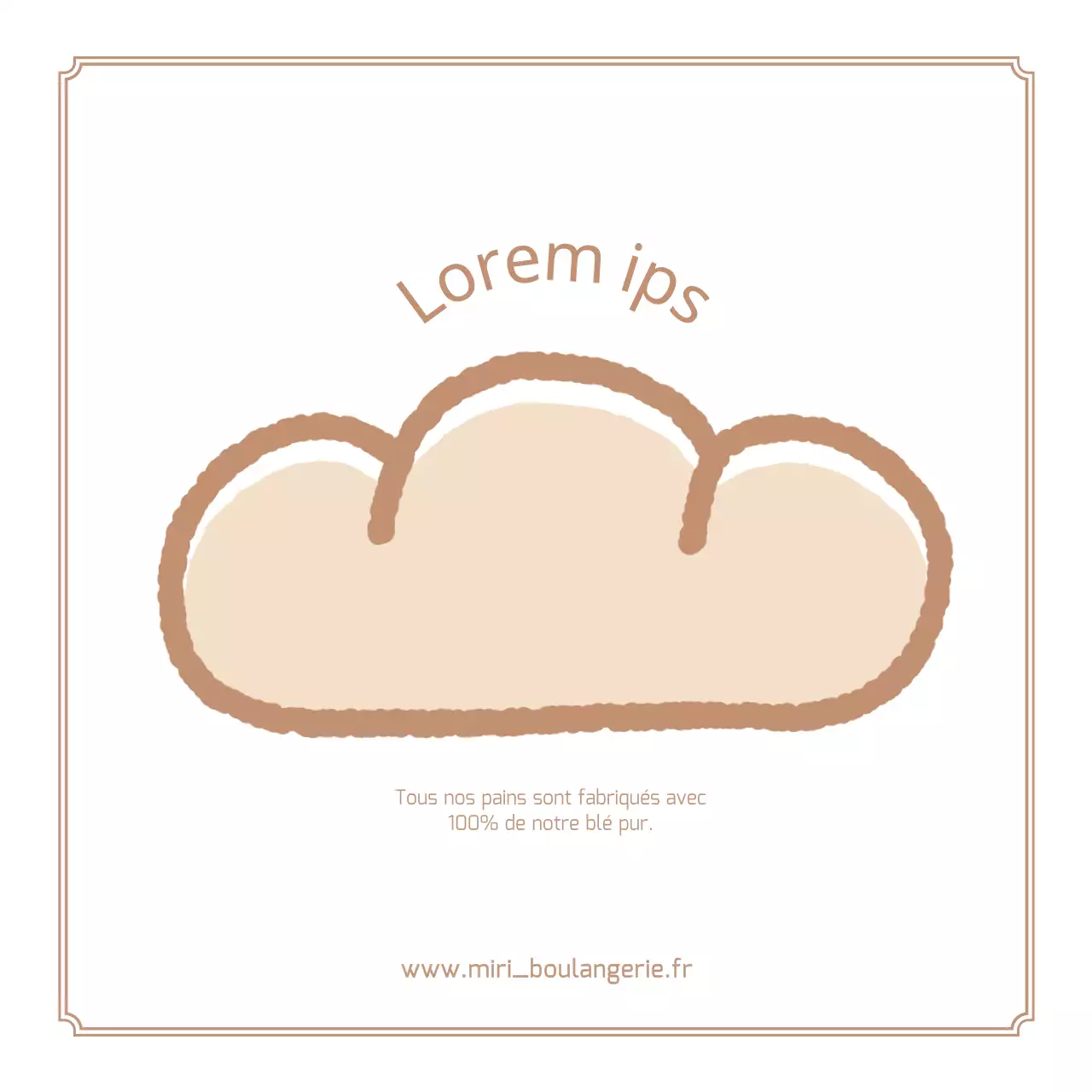 Mignonne carte postale illustrée sur le thème de la boulangerie, en marron clair