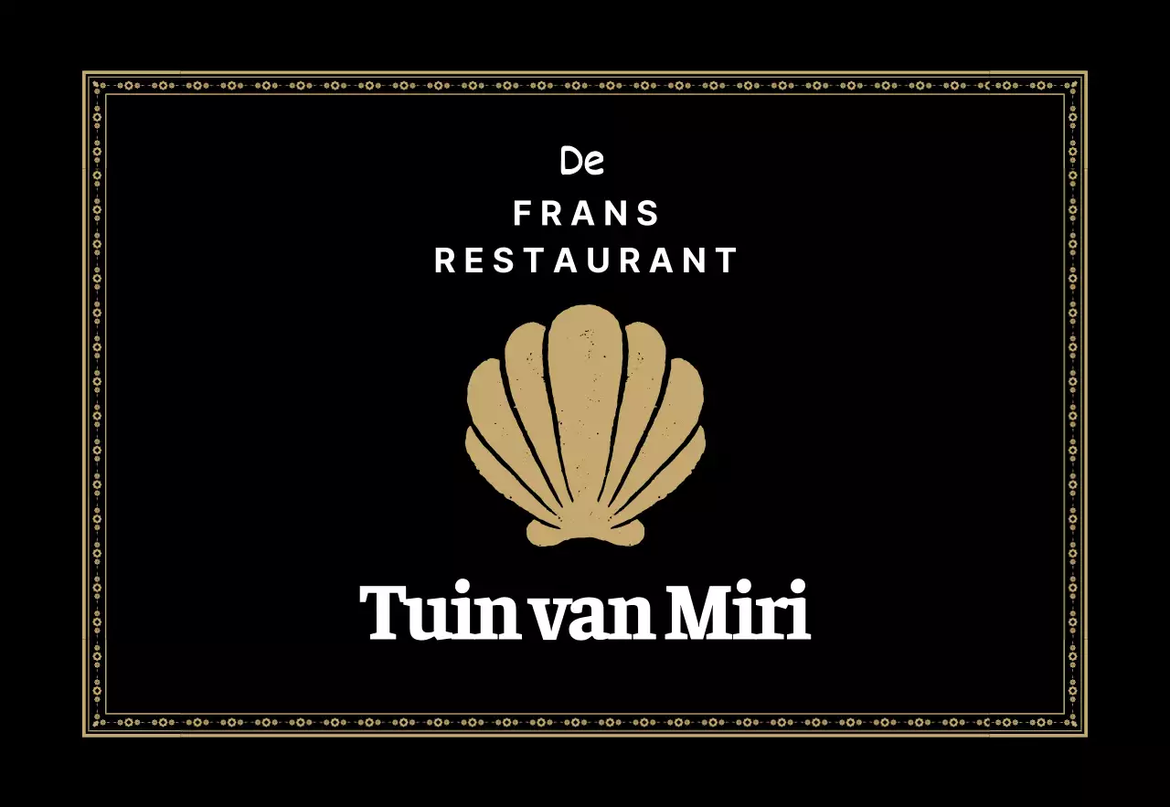 Een Frans restaurant met een sierlijke gouden omlijsting