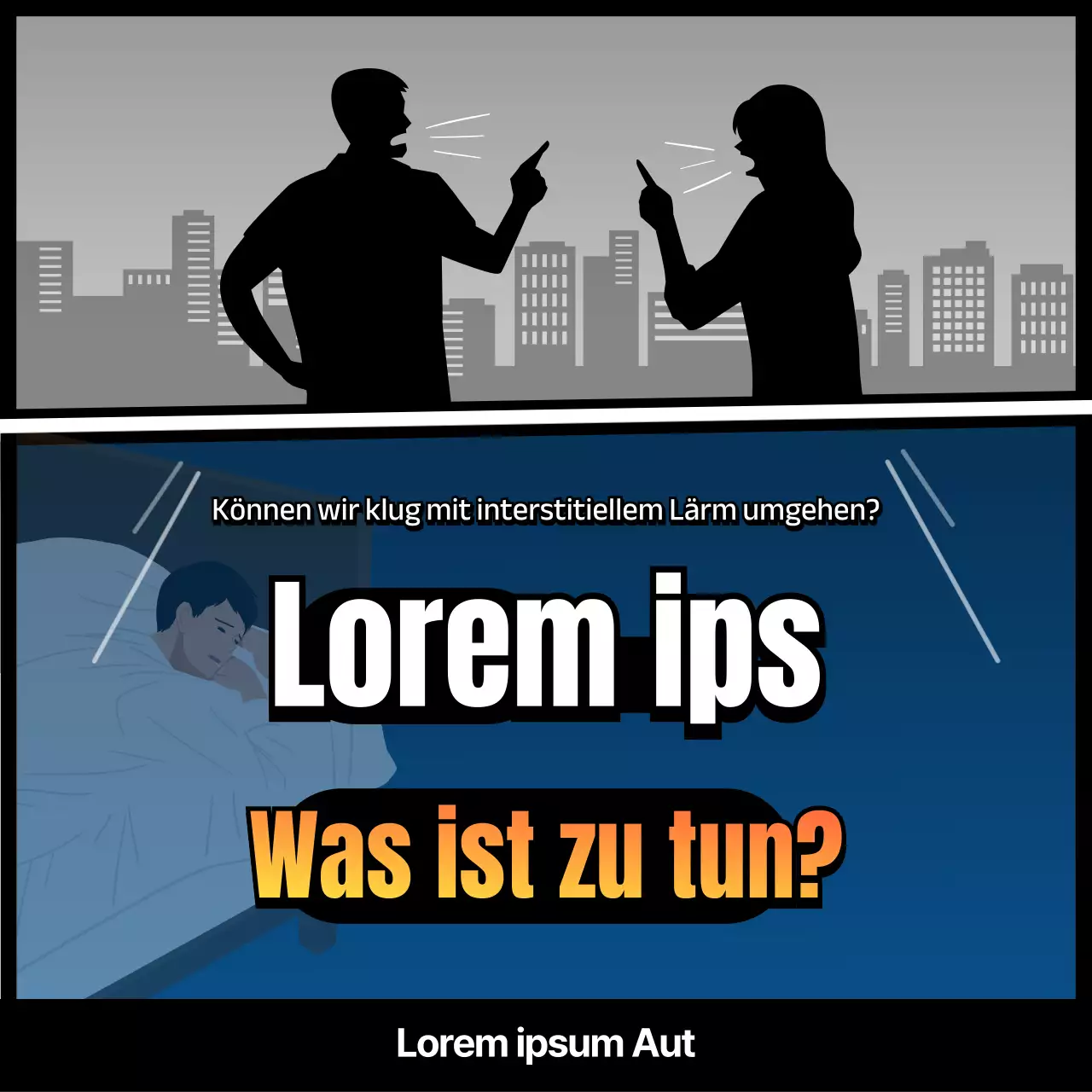 Wie man mit Zwischengeräuschen mit Knalleffekten in Marineblau und Orange umgeht