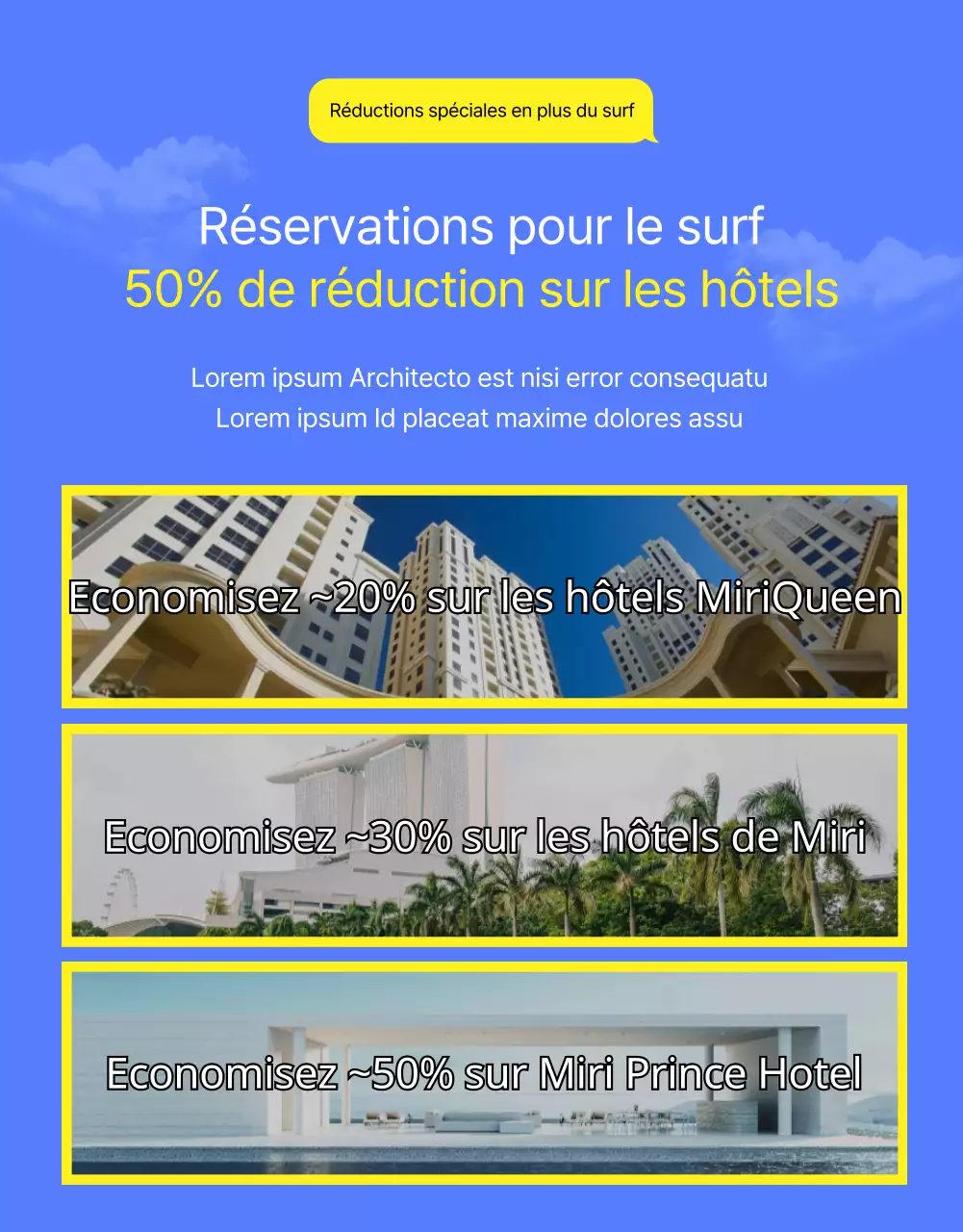 Détails de surf en bleu et jaune