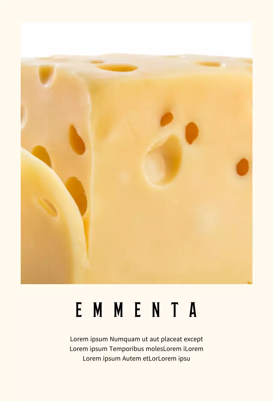 Descrizione del marchio del formaggio su un semplice sfondo pastello