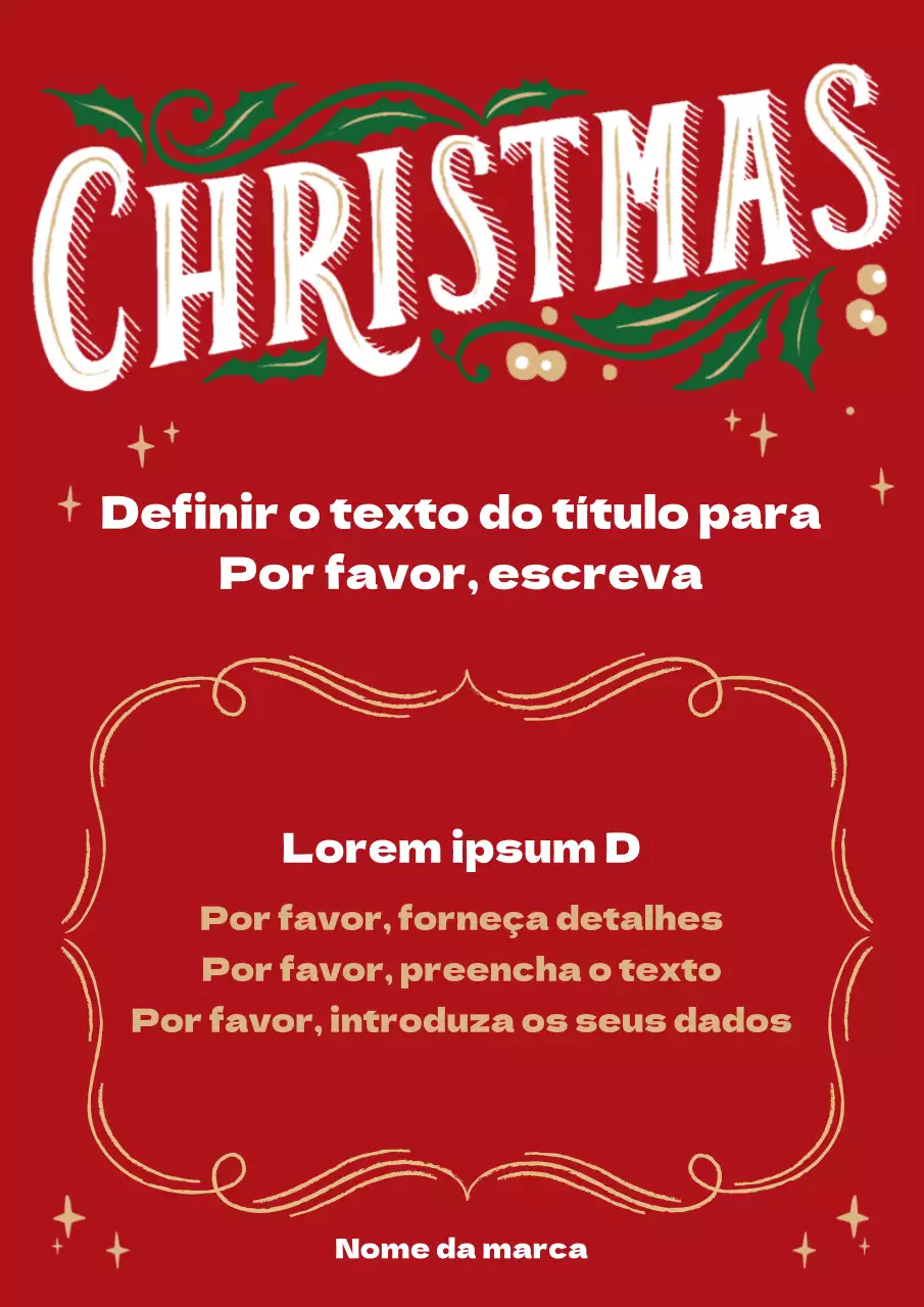 Cartaz vertical de Natal ilustrado vermelho