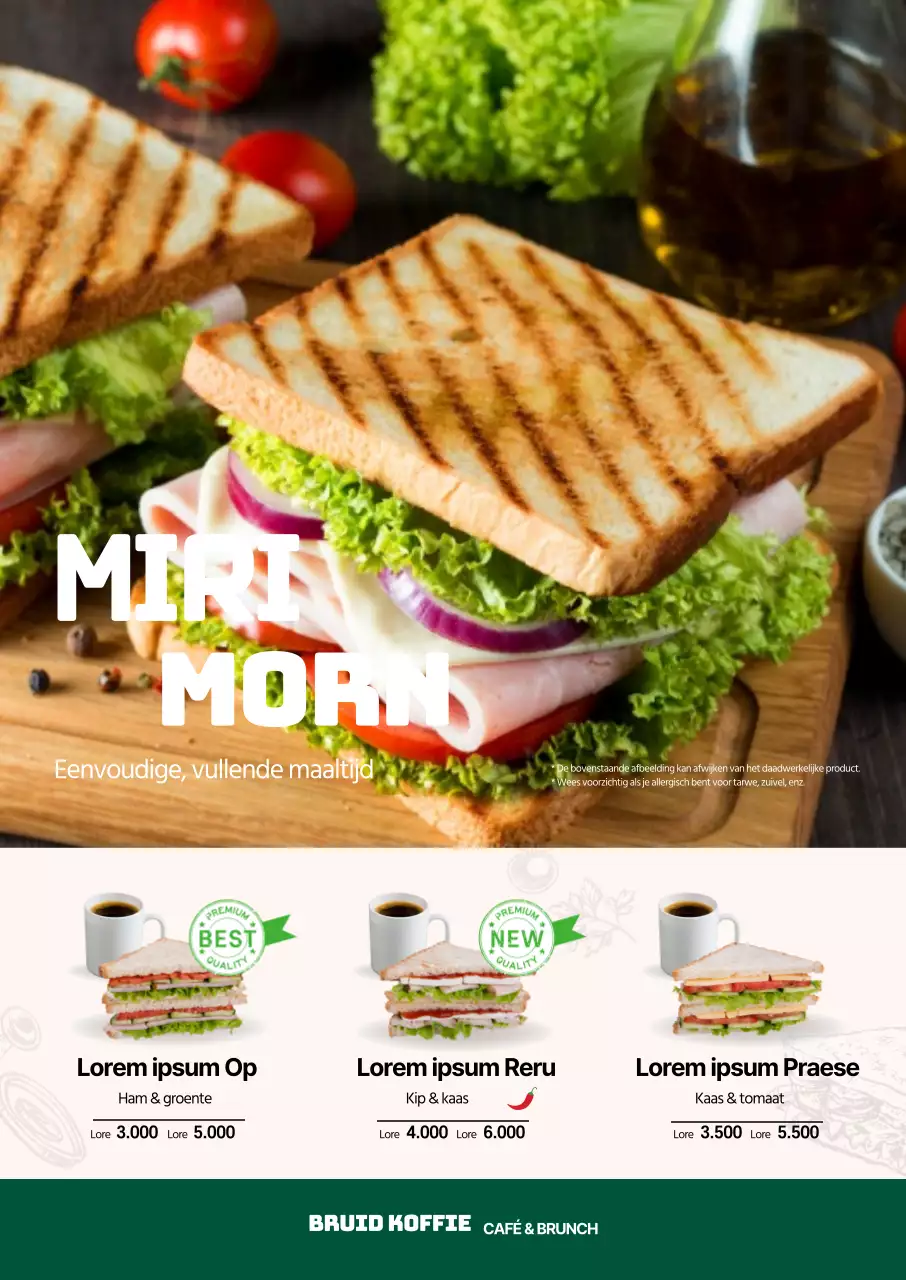 Promoot het sandwichmenu van je restaurant met een groene foto