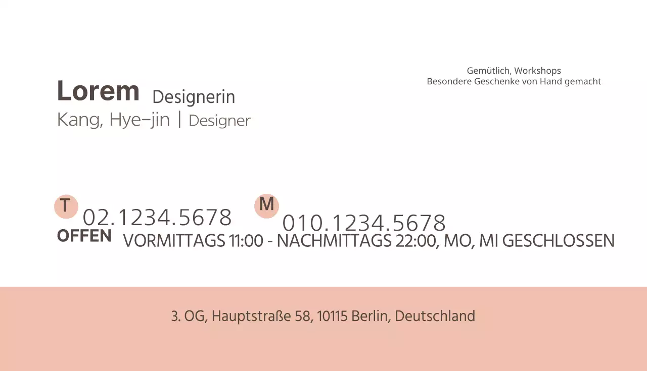 Gemütlich, Werkstatt