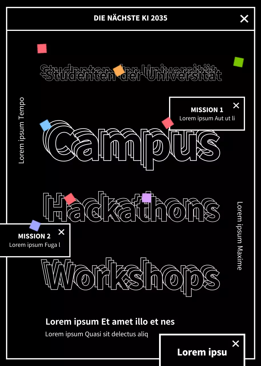 Unterstützung von IT-Entwickler-Workshops für Hochschulstudenten in schwarzer Typografie