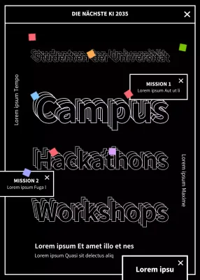 Unterstützung von IT-Entwickler-Workshops für Hochschulstudenten in schwarzer Typografie