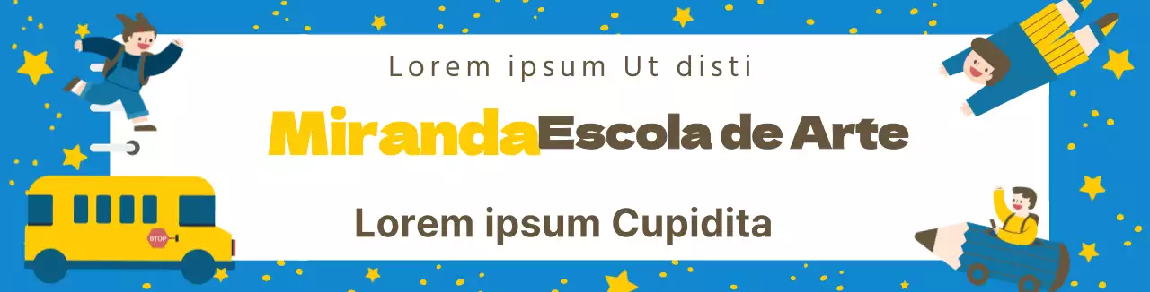 Azul Amarelo Personagem Ilustração Arte Escola Promoção