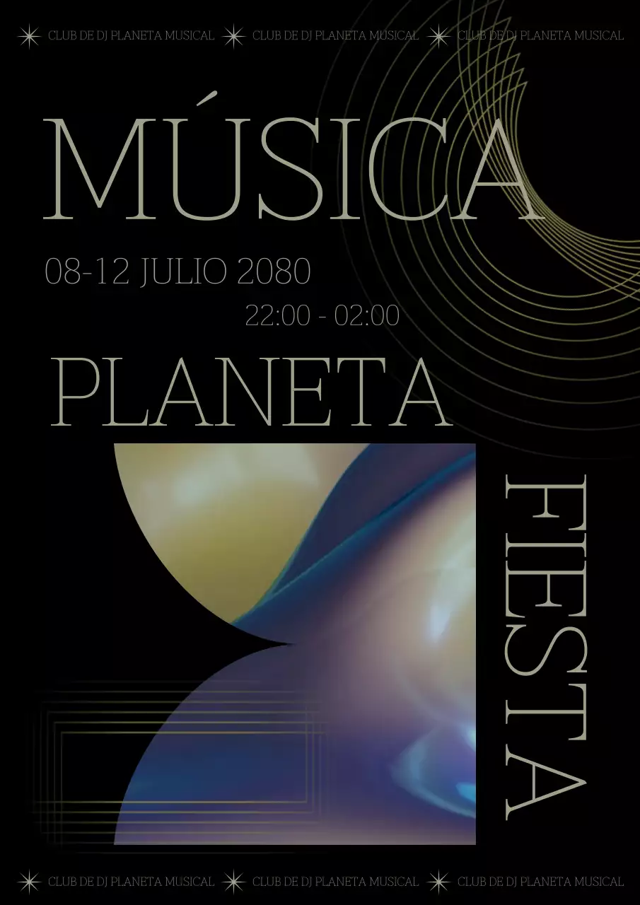 Promover una fiesta con líneas geométricas negras