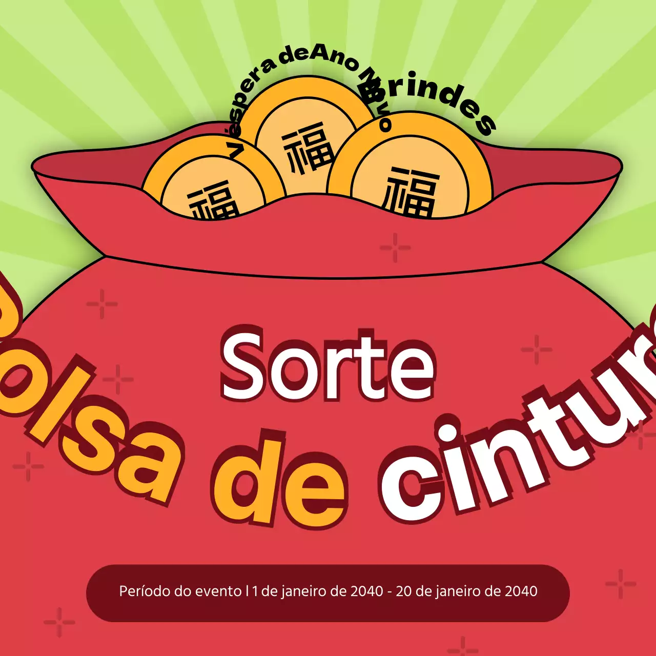 Evento de Ano Novo com um conceito de saco da sorte vermelho