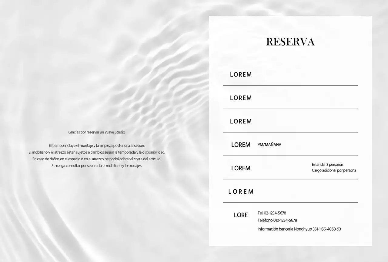 Wave Photography Estudio sencillo Tarjeta de reserva