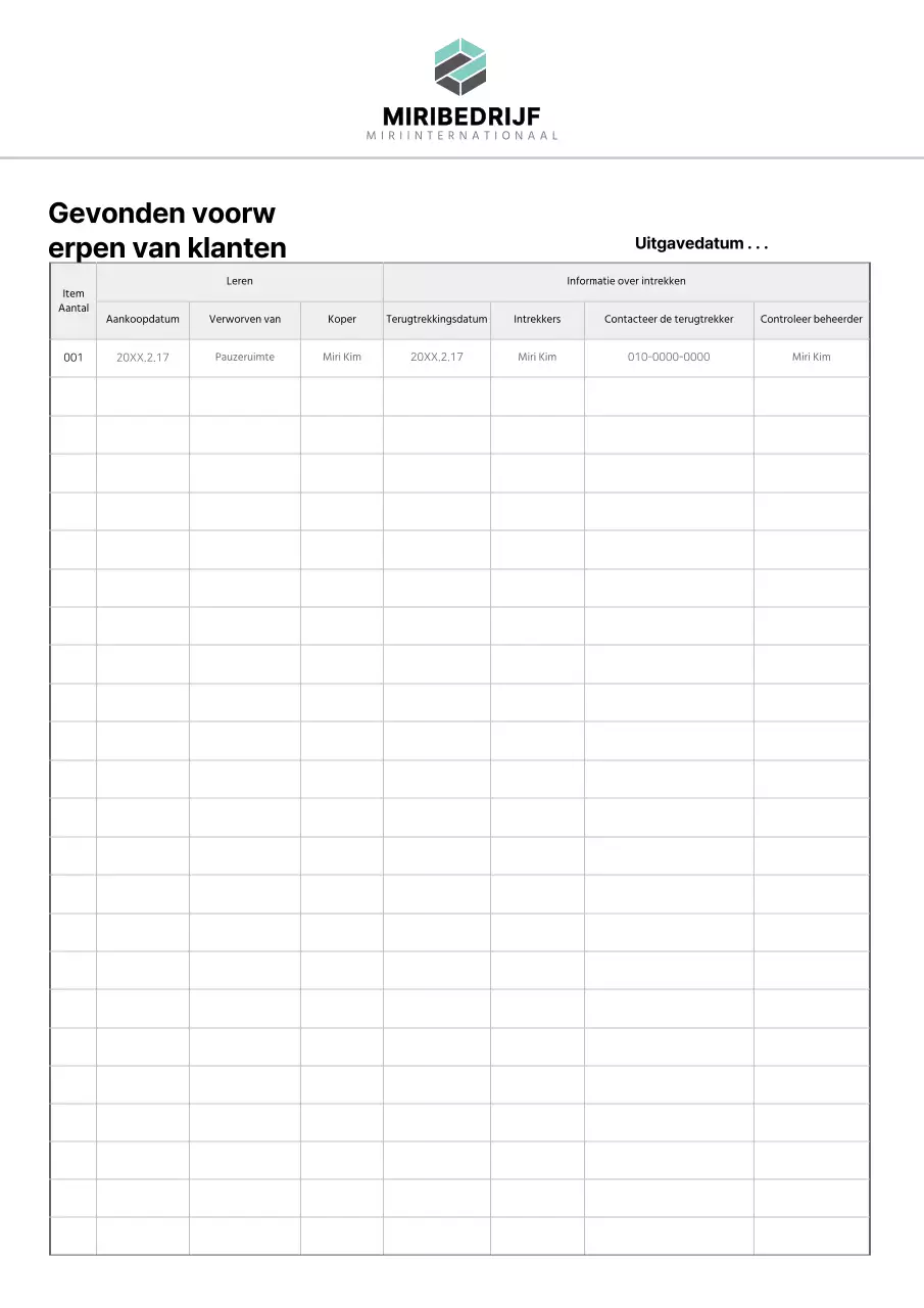 Eenvoudige basisdocumentatiesjabloon voor gevonden voorwerpen