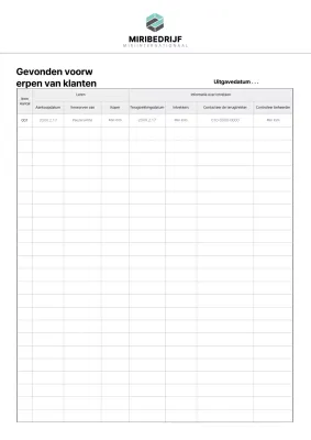 Eenvoudige basisdocumentatiesjabloon voor gevonden voorwerpen