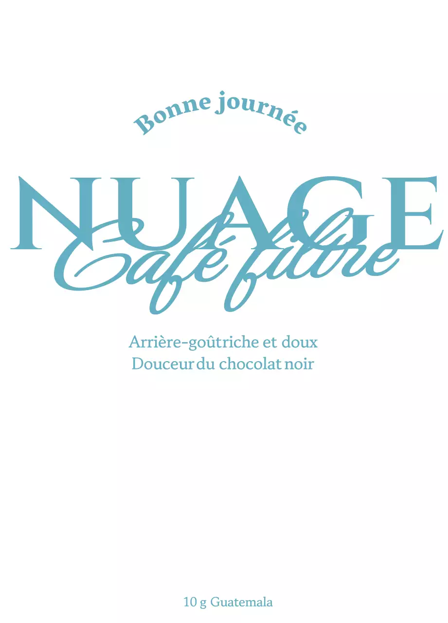 Grains de café simples avec accents de texte bleu clair et blanc