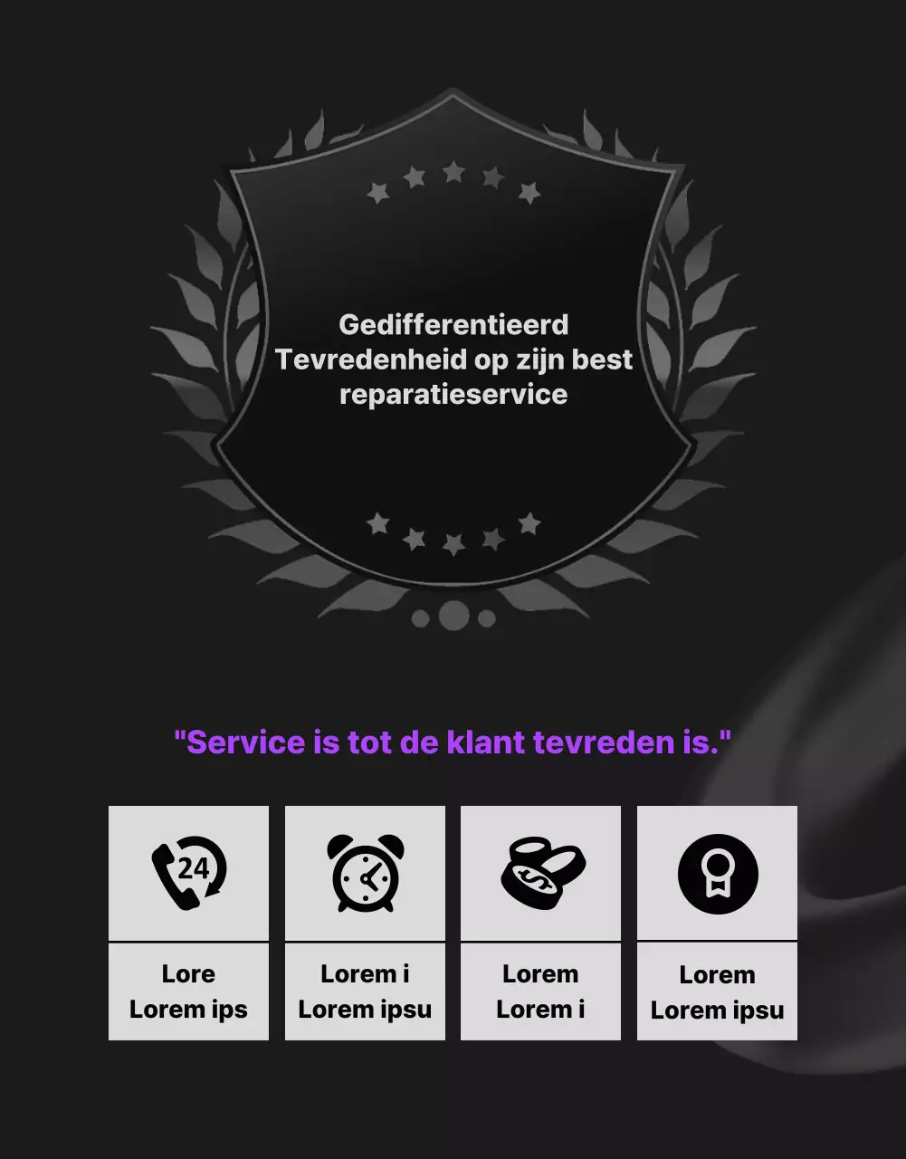 Promoot reparatiediensten voor elektronica met paarse punten (meer)