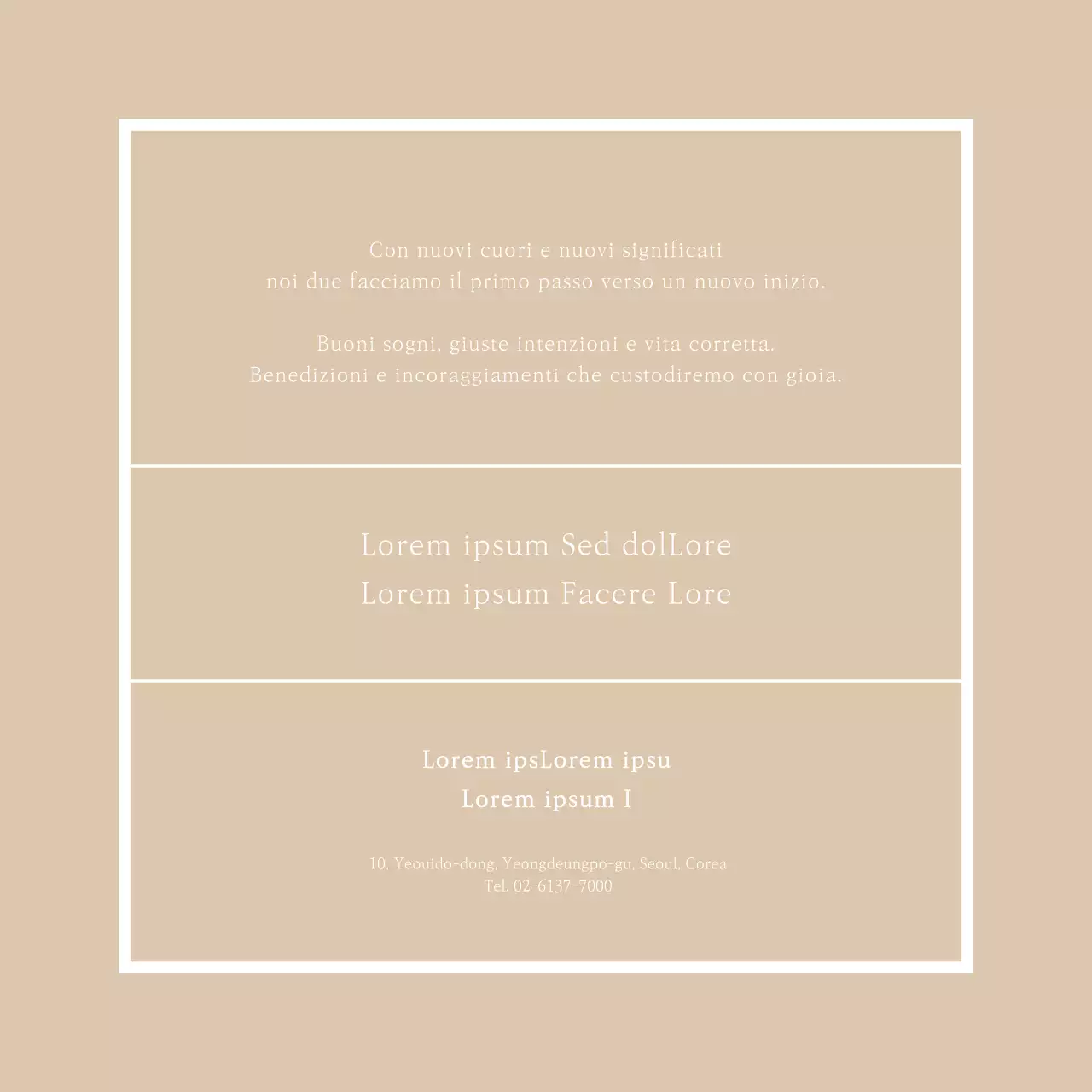 Cartolina quadrata di invito al matrimonio dal look pulito nei toni del beige