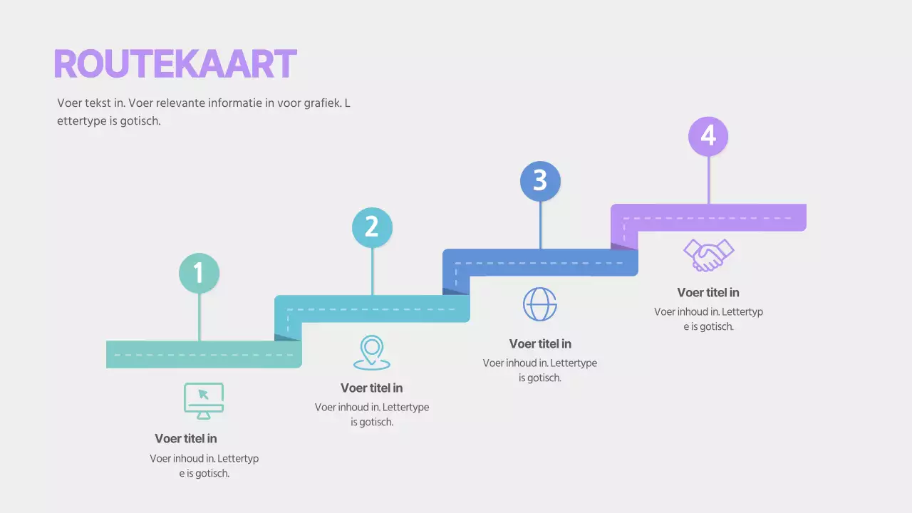 Een eenvoudige routekaart in blauw en paars