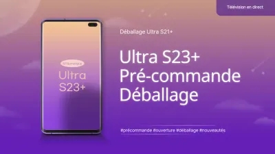Vignette de l'unboxer d'un téléphone avec le concept du ciel nocturne de l'espace violet.