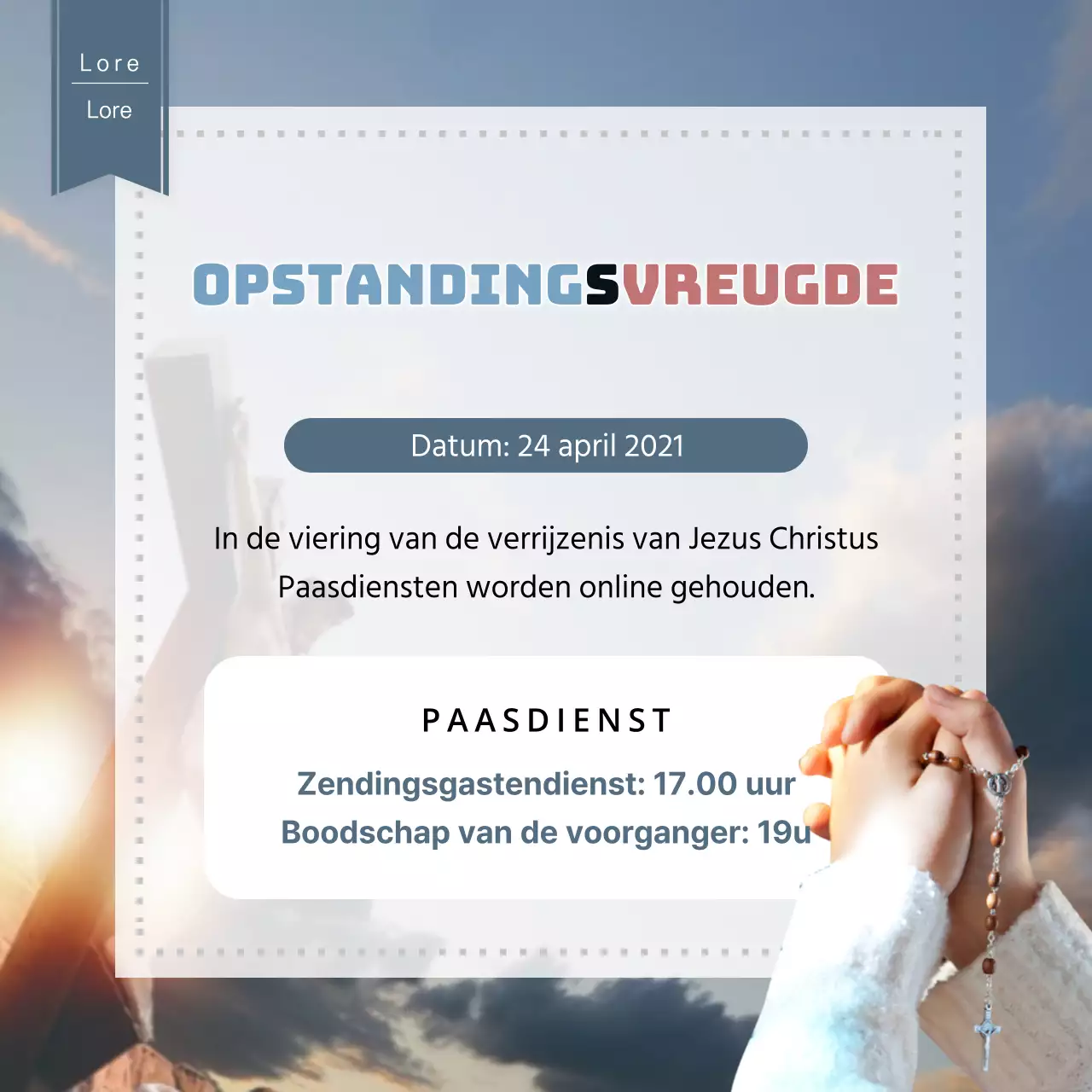 Nette religieuze paasdienst in lichtblauw