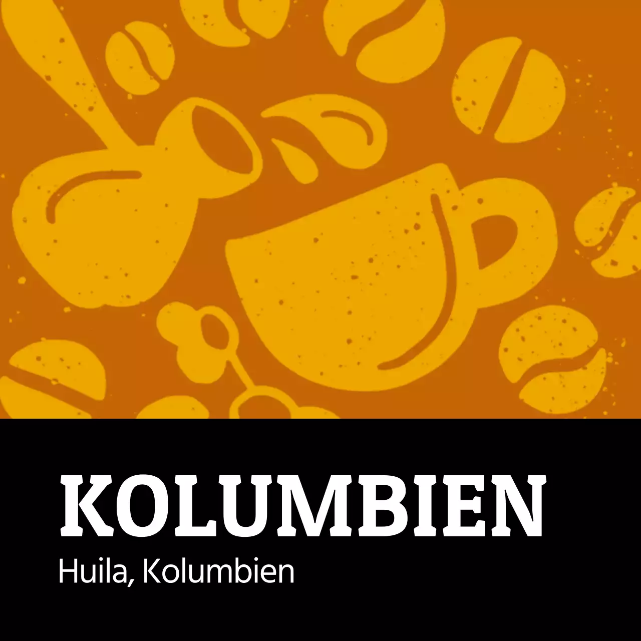 Bunte Vintage illustrierte Bohne Kaffee Etikett Kolumbien (Quadrat)