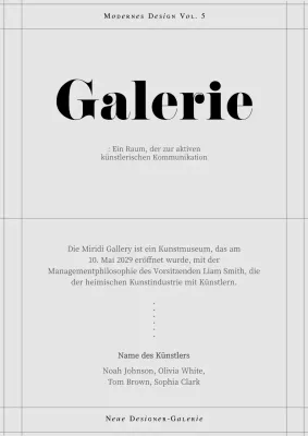 Einführung in die Konzeptgalerie mit klaren Linien in blassem Off-White und Schwarz