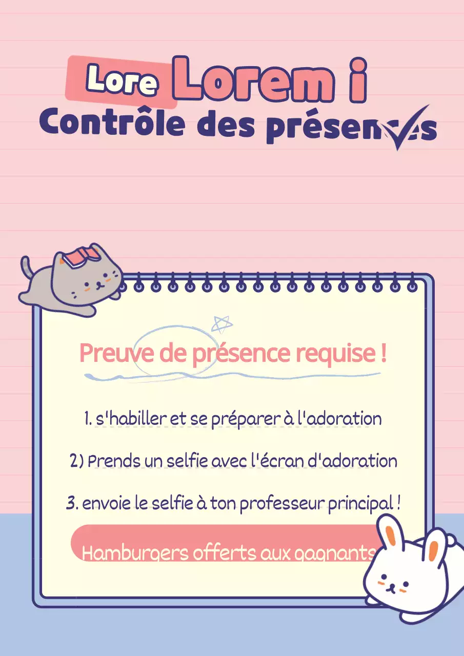 Mignon carnet de règles de l'école avec des notes et des personnages roses