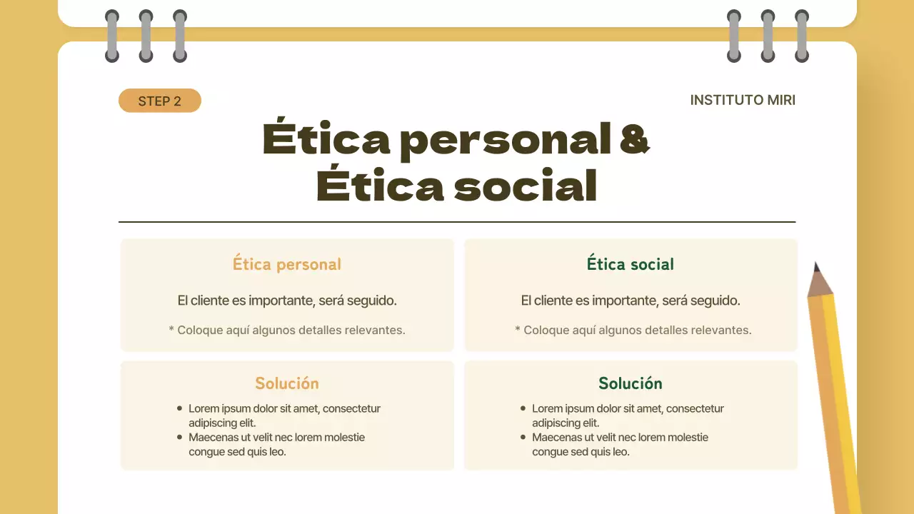 Aula amarilla y verde Concepto Lección de ética