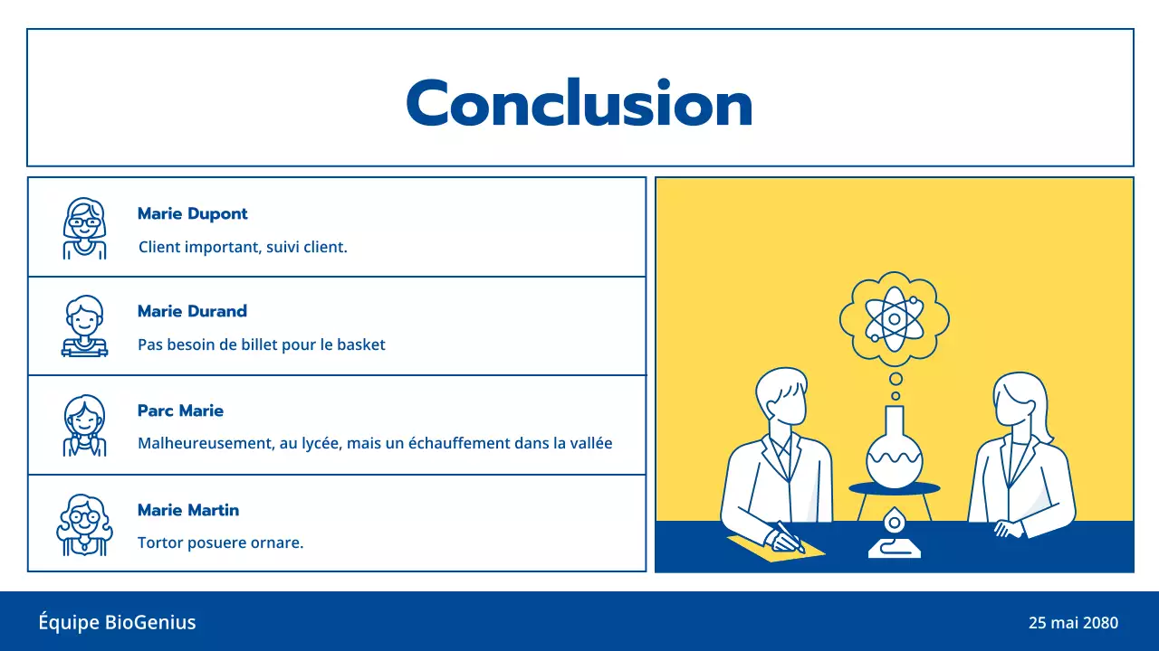 Illustration de lignes bleu clair et jaune thème de présentation propre pour les expériences scientifiques et les cours d'éducation