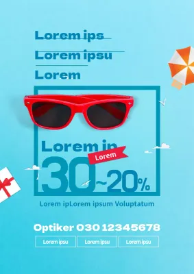 Stylische Sommersonnenbrille in hellblau Eventflyer