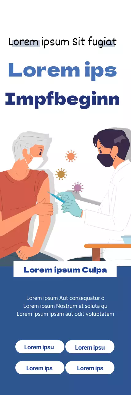 blaue Illustration sauberer Coronavirus-Impfstoff