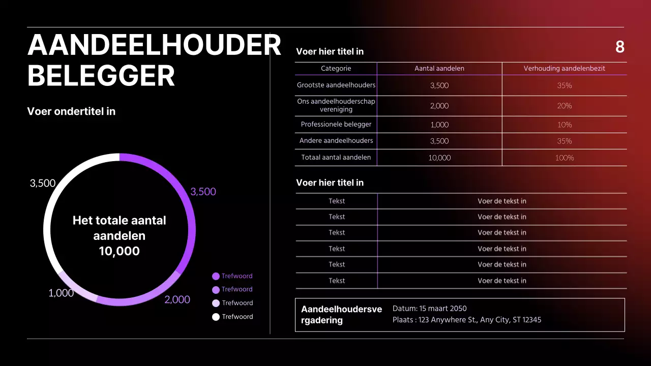 IR presentatie met zwart, blauw en rood kleurverloop bedrijfsconcept