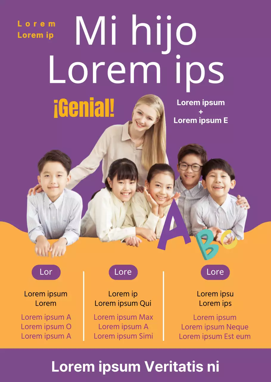 Cartel transparente amarillo de la escuela de inglés