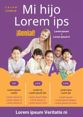 Cartel transparente amarillo de la escuela de inglés