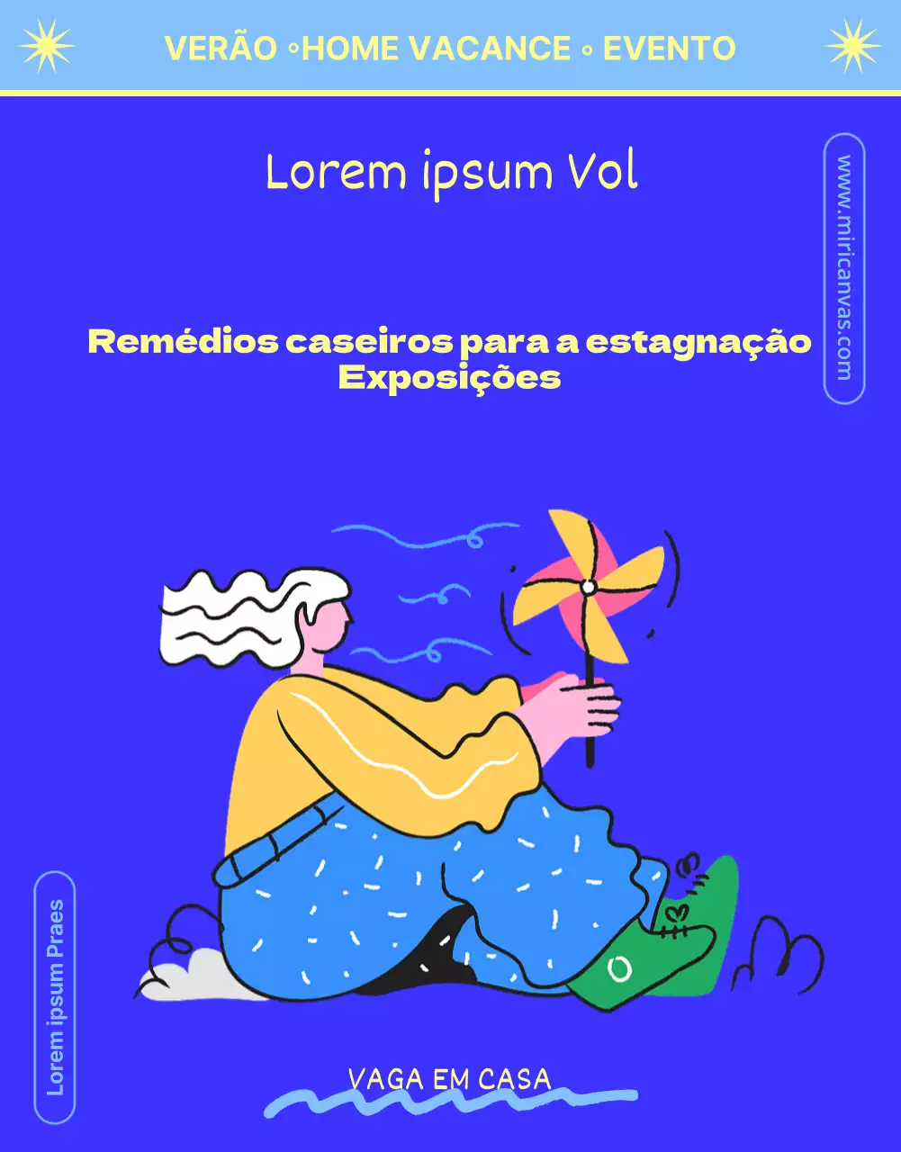 Exposição especial de regresso a casa com ilustrações azuis e frescas