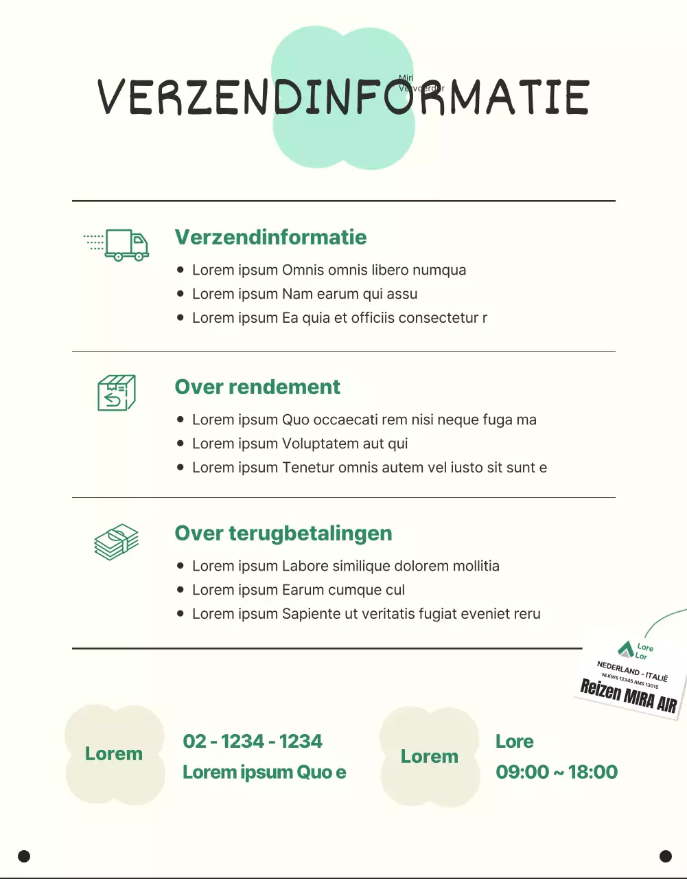 Promoot vakantiebagage met muntachtige, eenvoudige lijnen