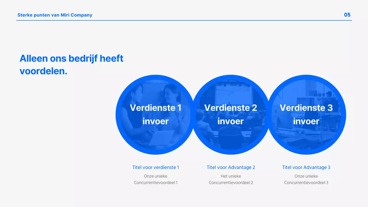 Een moderne bedrijfspresentatie in blauw en wit