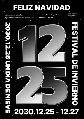 Póster vertical de Navidad en plata y blanco y negro