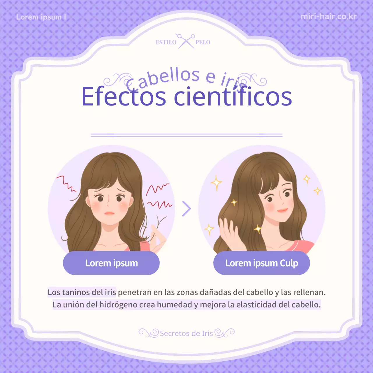 Presentación del concepto de ilustración púrpura de tan'o e información sobre el iris