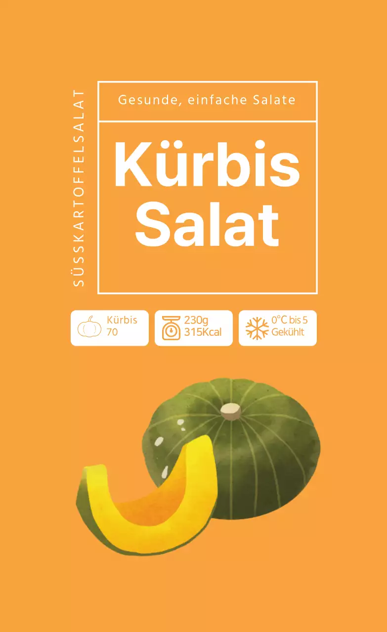 Orangensalat Kürbissalat Lebensmitteletiketten