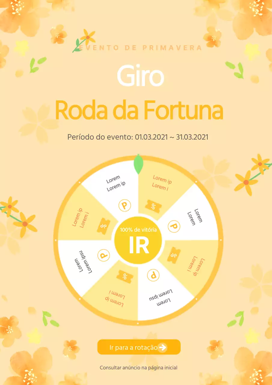 Tema Lucky Wheel em cor de laranja