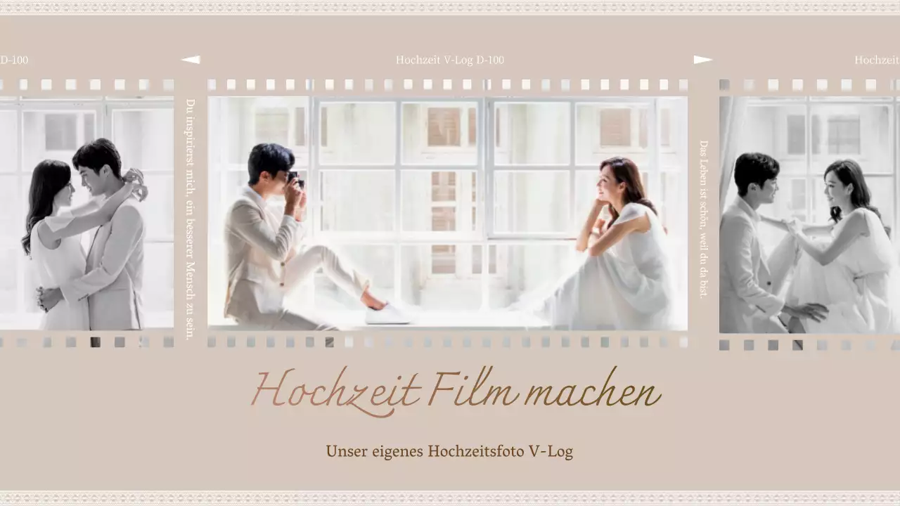 Beige Filmrahmen selbst Hochzeit Vlog