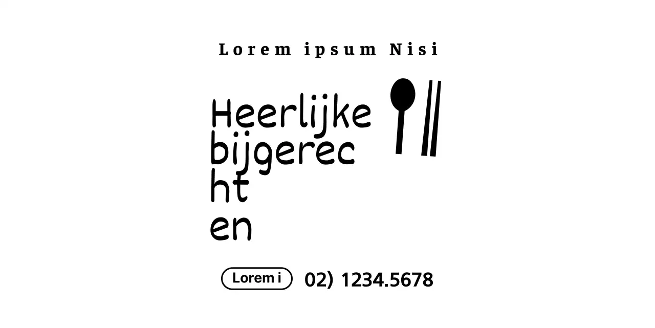 Voor bijgerecht winkelinformatie en service in de stijl van een combinatie van keukengerei pictogrammen en tekst zinnen