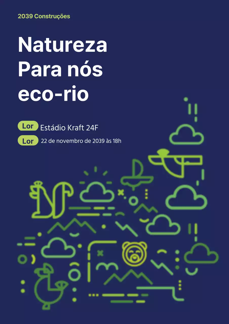 Promoção de seminário ambiental simples com ilustração de linha azul-marinho e verde