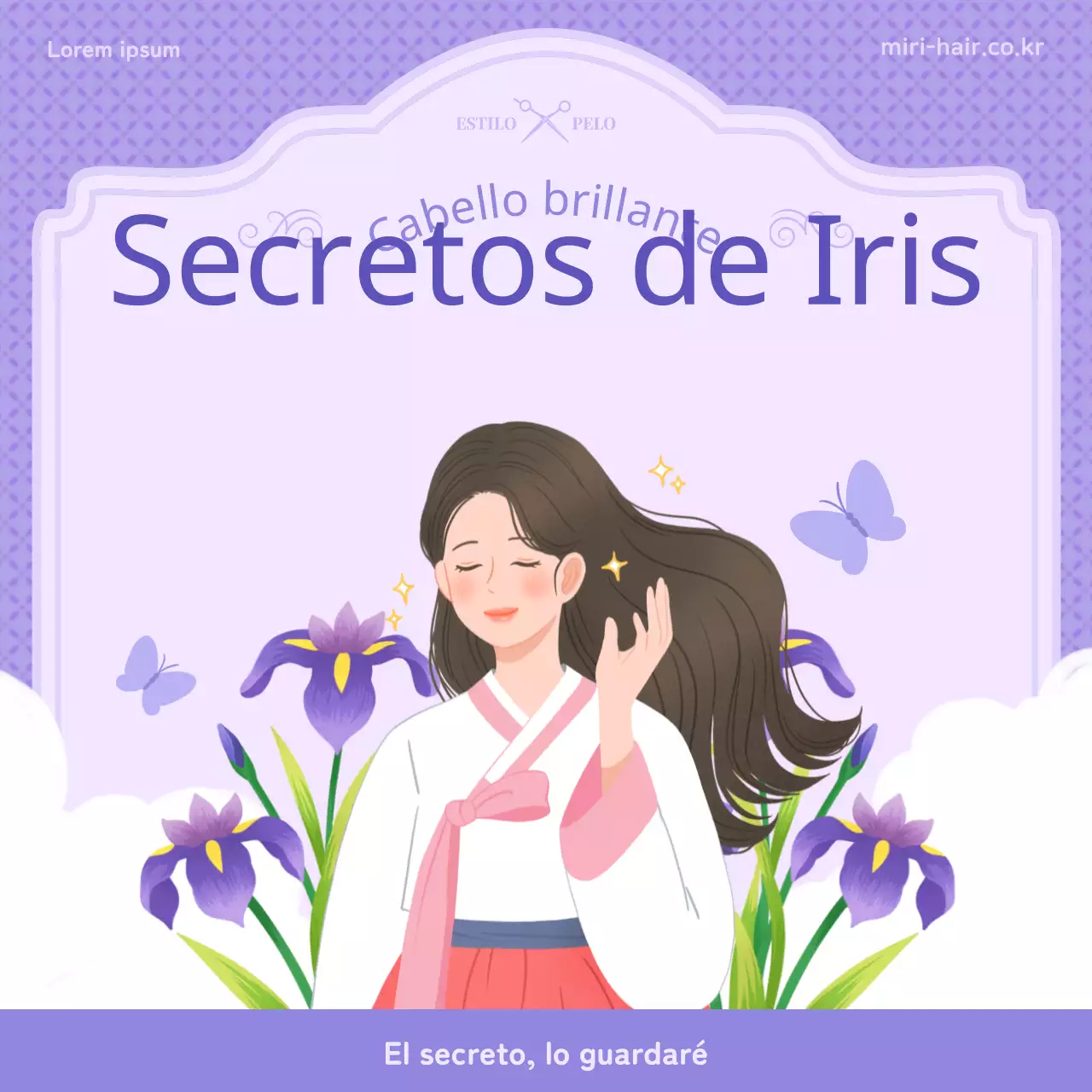Presentación del concepto de ilustración púrpura de tan'o e información sobre el iris