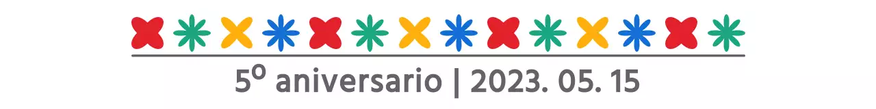 Estilo sencillo, bonito y colorido de combinación de texto e icono para la celebración del aniversario de un festival de arte