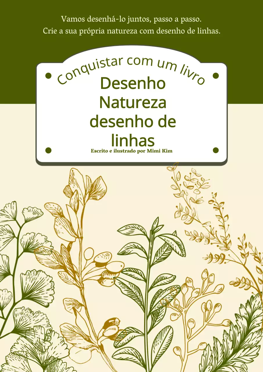 Sobre desenhar linhas calmas da natureza em verde e bege