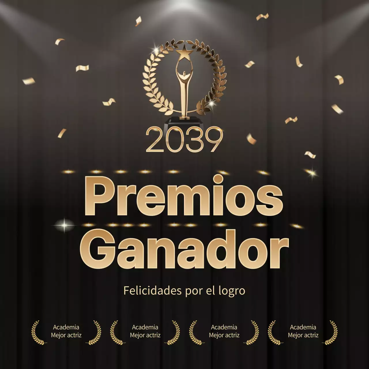 Tema de los premios navideños en dorado y negro