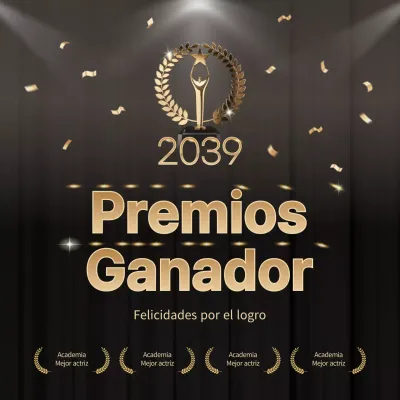 Tema de los premios navideños en dorado y negro